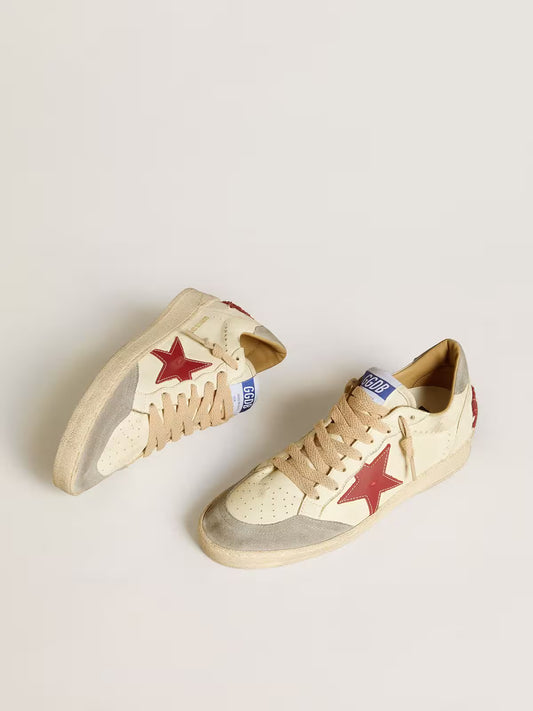 Ball Star LTD pour homme en cuir nappa avec étoile en cuir rouge et contrefort en cuir velours gris